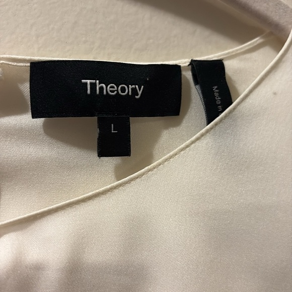 Theory Women's White silk blouse - size large - zip closure - 3/4 sleeve - Picture 2 of 8
